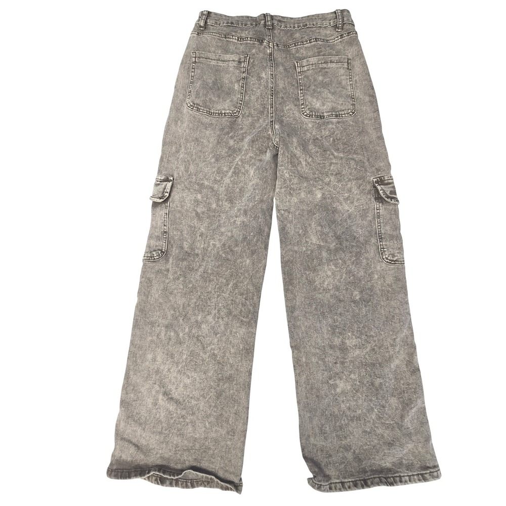 Disclosure Beige Acid Wash Wide Leg Cargo Pants High Rise Utility Denim 13/31 - Picture 5 of 8